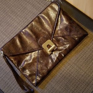 Brown Snakeskin Clutch Purse